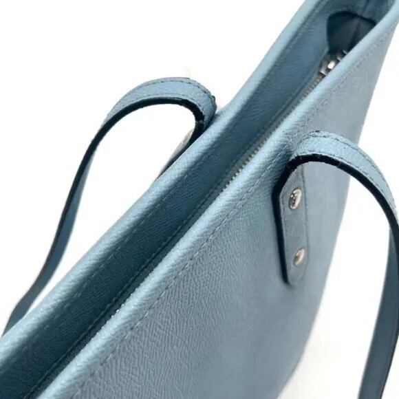 COACH Leather City Tote, Baby Blue Cross Grain Leather Tote GUC - Picture 8 of 16